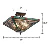 Homestock Innes Tiffany-Style Blackish Bronze 2 Light Mission Ceiling Fixture 14 Inch Wide - 3 of 4