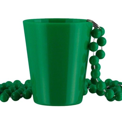 Magic Matt’s Brilliant Blinkys Non Light Up Green Shot Glass on Green Beaded Necklaces