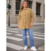 Women's Plus Size Corduroy Lapel Button Down Long Sleeve Pleated Back Casual Shacket Jacket with Pocket - Agnes Orinda - 3 of 4