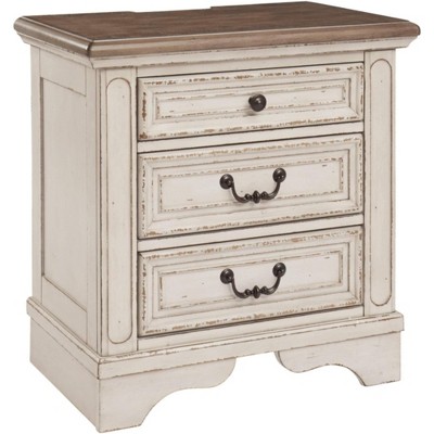ORRD French Country 3-Drawer Nightstand, 27.75-Inch Tall, Crushed White