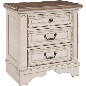 ORRD French Country 3-Drawer Nightstand, 27.75-Inch Tall, Crushed White - 1 of 4