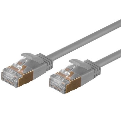 Monoprice SlimRun Cat6A Ethernet Patch Cable - Network Internet Cord - RJ45, Stranded, STP, Pure Bare Copper Wire, 36AWG, 5ft, Gray