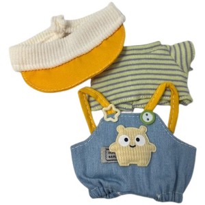 Doll Clothes Superstore Happy Bear Vibes! 3-Piece Overall Set with Shirt & Visor for 17.5 cm Labubu Dolls - 1 of 4