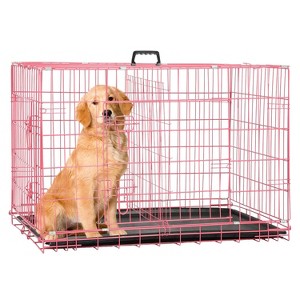 FDW 18-48in Dog Crates for Dogs Folding Mental Wire Crates Dog Kennels Pet Crate with Removable Tray and Handle - 1 of 4