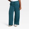 Women's Airy Sleek Ribbed Wide Leg Sweatpants - All In Motion™ Blue - 4 of 4