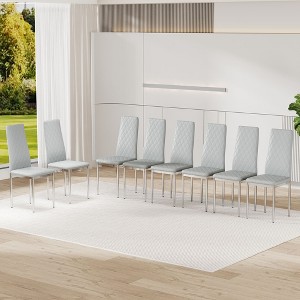 Sapphtopaz Modern Dining Chairs Set with Diamond Quilted High-Back PU Leather Dining Chair with Metal Legs Kitchen Chair for Dining Room - 1 of 4