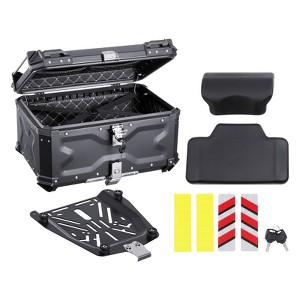 VEVOR Motorcycle Top Case, 65L Waterproof Detachable Motorcycle Top Box with Lock & Back Cushion, Fit for 99% of Motorcycle Frames, Black - 1 of 4