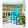 Tall Adirondack Bar Chair, Weather-Resistant HDPE Patio Stool with Back and Arms, Turquoise Blue - 3 of 4