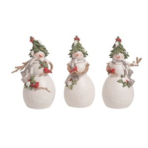 Transpac Large Resin Snowman with Cardinal Figurine Set of 3 Christmas Home Decorations - 1 of 1
