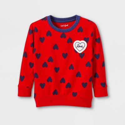 Toddler Boys' Valentine's Day Hearts Fleece Crew Neck Sweatshirt - Cat & Jack™ Red