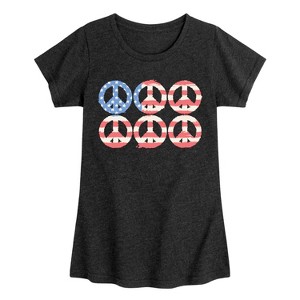 Girls' - Instant Message - Peace Flag Fitted Short Sleeve Graphic T-Shirt - 1 of 4