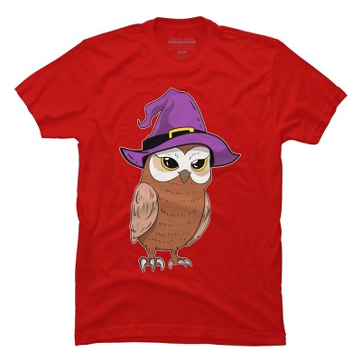 Men's Design By Humans Owl Witch Halloween T Shirt By thebeardstudio T-Shirt