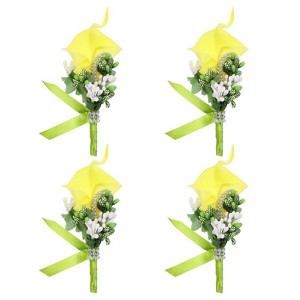 Unique Bargains Formal Dinner Party Wedding Groom Lily Boutonnieres Pins 4 Pcs - 1 of 3