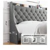 Bed Frame With Charging Station And Wingback Storage Headboard, Button Tufted Upholstered Platform Bed With Adjustable Headboard, No Box Spring Neede - 3 of 4