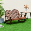 Infans 2 Person Kid Adirondack Rocking Chair Outdoor Backrest Armrest Solid Wood Coffee - 4 of 4