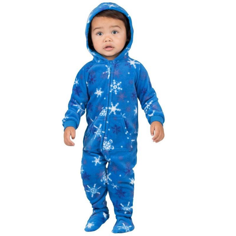 Footed Pajamas - Its A Snow Day Infant Hoodie Fleece Onesie, 1 of 4