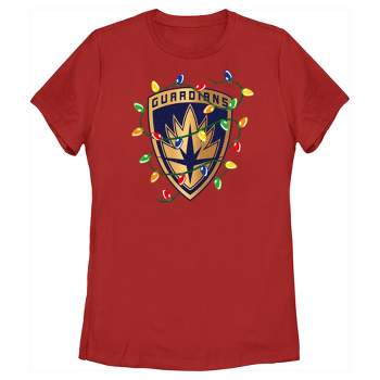 Women's Guardians of the Galaxy Holiday Special Christmas Lights Badge T-Shirt