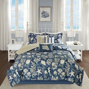 Gulches Queen 7 Piece Cotton Sateen Comforter Set Blue - 1 of 4