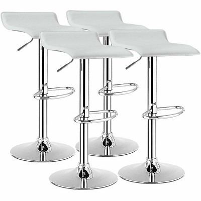 Costway Set of 4 Swivel Bar Stool PU Leather Adjustable Kitchen Counter Bar Chair White