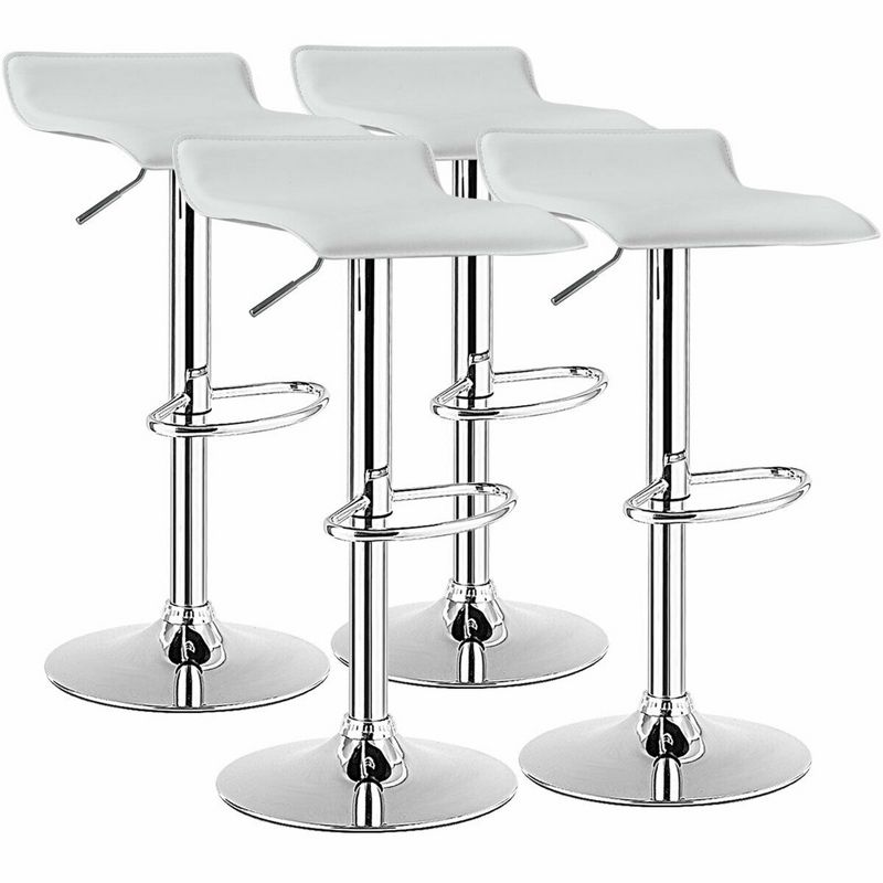 Costway Set of 4 Swivel Bar Stool PU Leather Adjustable Kitchen Counter Bar Chair White, 1 of 11