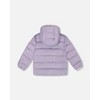 Deux par Deux Girl Compressible Winter Puffy Coat Designed for Car Seat Purple Gray - 3 of 4