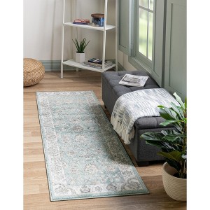 Unique Loom Aurelia Collection Area Rug - Hadrian (2'  x 6' Runner Aqua/Gray) - 1 of 4