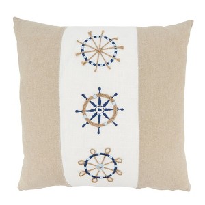 Saro Lifestyle Helm of Adventure Down Filled Throw Pillow, Beige, 18"x18" - 1 of 3