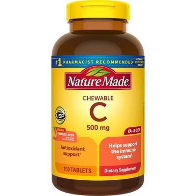 Nature Made Vitamin C 500mg Immune Support Supplement Chewable Tablets - Orange - 150ct