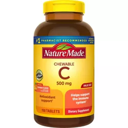 Nature Made Vitamin C 500mg Immune Support Supplement Chewable Tablets - Orange - 150ct