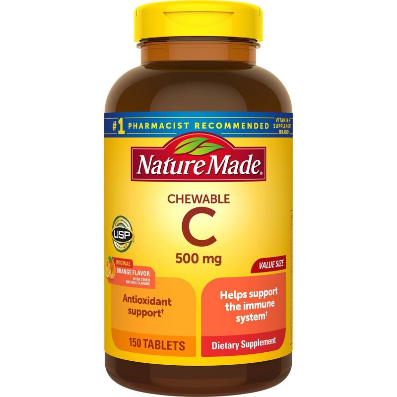 Nature Made Vitamin C 500mg Immune Support Supplement Chewable Tablets - Orange - 150ct, 1 of 15
