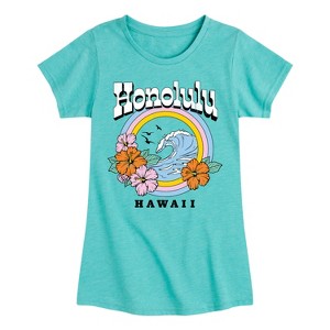 Girls' - Instant Message - Honolulu Hawaii Fitted Short Sleeve Graphic T-Shirt - 1 of 4