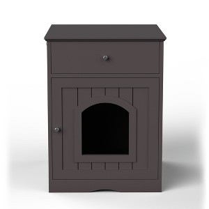 Maliang Wooden Pet House, Cat Litter Box Enclosure with Drawer, Indoor Pet Crate - 1 of 4