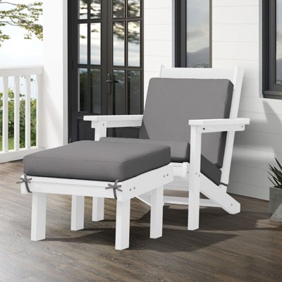 Hyleory Premium HDPE Outdoor Adirondack Chair with Ottoman and Cushion,best choice for your outdoor furniture