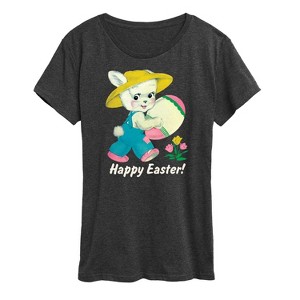 Women's - Instant Message - Vintage Happy Easter Short Sleeve Graphic T-Shirt - 1 of 4