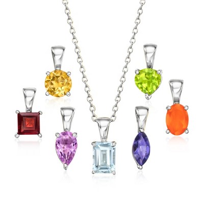 Ross-Simons 7.00 ct. t.w. Multi-Gem Jewelry Set: Necklace and 7 Pendants in Sterling Silver Size 16.5