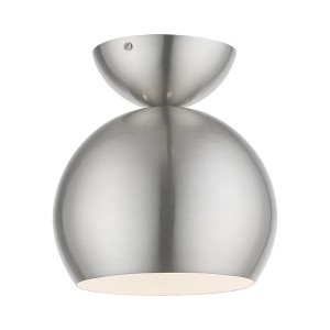 Livex Lighting Stockton 1 - Light Semi-Flush Mount in  Brushed Nickel/Polished Chrome - 1 of 3