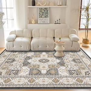 Modern Geometric Trellis Washable Area Rug - Non-Slip Low-Pile Indoor Carpet for Living Room, Bedroom, Dining Room & Office - 1 of 4