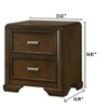 Gulches Contemporary Dark Brown Nightstand 2 Drawers, Solid Wood and Veneer, 23.6"x16.6"x26"H - 3 of 4