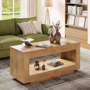 WOWLIVE 41.7' Lift Top Coffee Table with Storage for Living Room, Rectangle Wood Center Table Furniture, 2-Tier Accent Table Office Apartment - 1 of 4