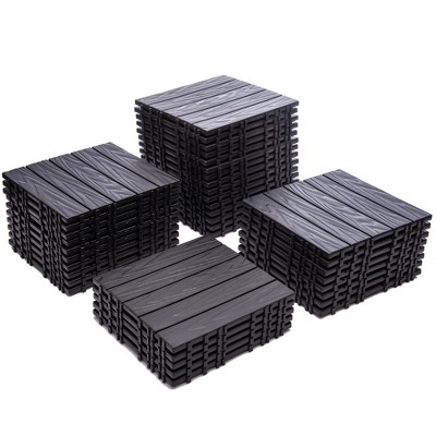 Gulches 76-Pack Interlocking Deck Tiles - 68.80 Sq.Ft 3D Wood Grain Plastic Flooring for Outdoor Use , Waterproof & Moisture-Proof Patio Tiles