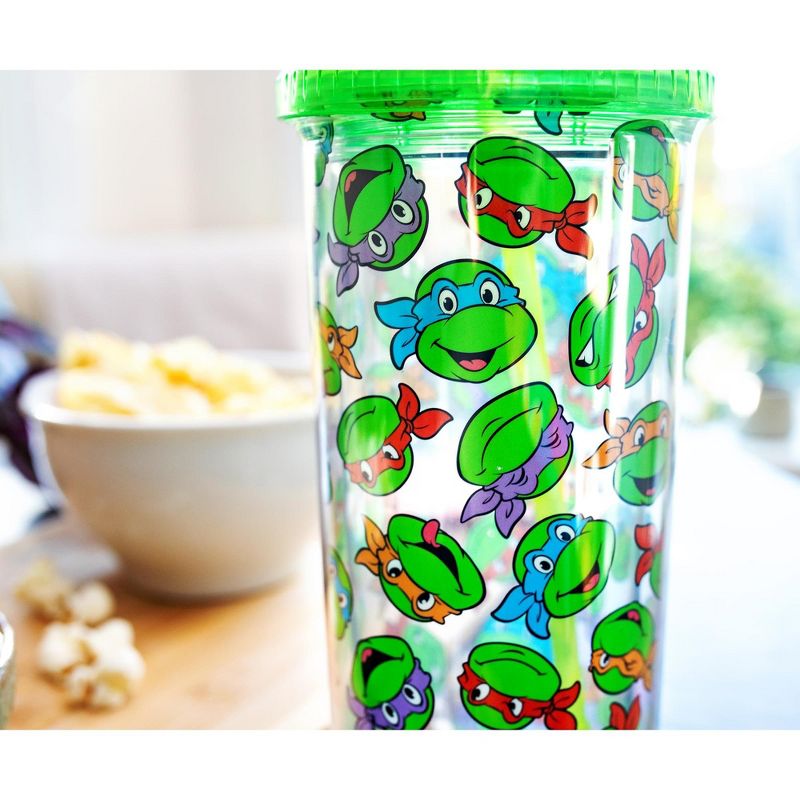 Silver Buffalo Teenage Mutant Ninja Turtles Allover Faces Carnival Cup With Lid and Straw, 4 of 7