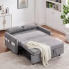TinyHomie 55.1" Pull Out Sleep Sofa Bed Loveseats Sofa Couch with Adjsutable Backrest, Storage Pockets, 2 Soft Pillows, USB Ports - 3 of 4