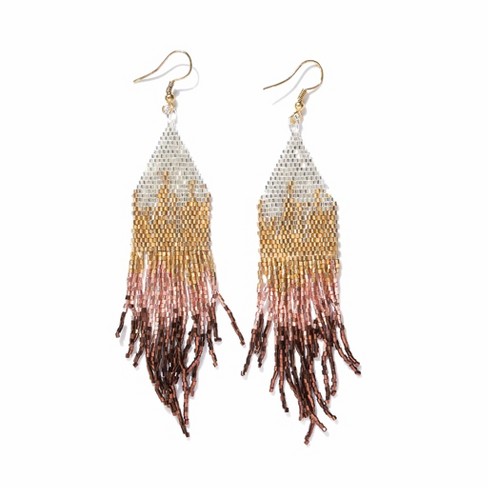 INK+ALLOY Lexie Luxe Beaded Fringe Earrings Cream