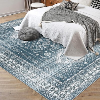 Boho Vintage Area Rug for Living Room,Washable Abstract Mattress,Non-Slip Low Pile Throw Soft Rugs with Rubber Backing,Kitchen Carpet