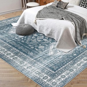 Boho Vintage Area Rug for Living Room,Washable Abstract Mattress,Non-Slip Low Pile Throw Soft Rugs with Rubber Backing,Kitchen Carpet - 1 of 4