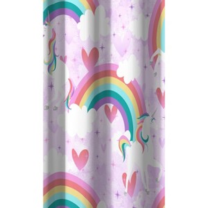 Unicorn Rainbow Kids' Shower Curtain - Dream Factory: Kids Bathroom Decor, Polyester, Easy Care, 72x72, Purple - 1 of 4
