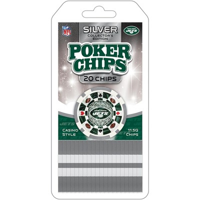 MasterPieces Casino Style 20 Piece 11.5 Gram Poker Chip Set NFL New York Jets Silver Edition