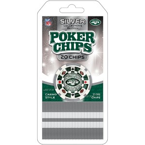 MasterPieces Casino Style 20 Piece 11.5 Gram Poker Chip Set NFL New York Jets Silver Edition - 1 of 3