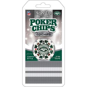 MasterPieces Casino Style 20 Piece 11.5 Gram Poker Chip Set NFL New York Jets Silver Edition