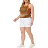 Agnes Orinda Women's Plus Size Stripe Crew Neck Sleeveless Stretch Camisole - 2 of 4